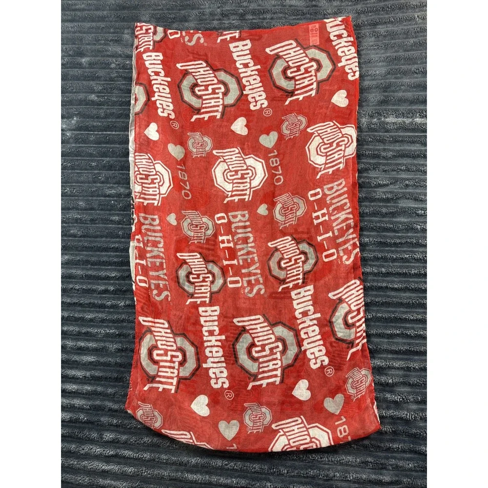 Ohio State Buckeye Infinity Scarf‎ Scarlet/Gray Semi Sheer 36